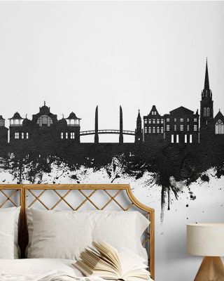 Torquay England Skyline Black & White Wallpaper