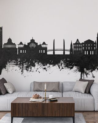 Torquay England Skyline Black & White Wallpaper
