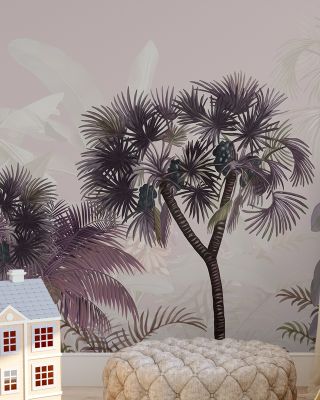 Tropical Forest Strolls Light Purple Wallpaper
