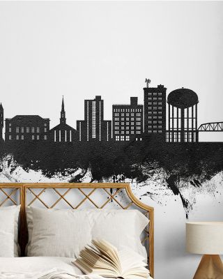Tuscaloosa Alabama Skyline Black & White Wallpaper