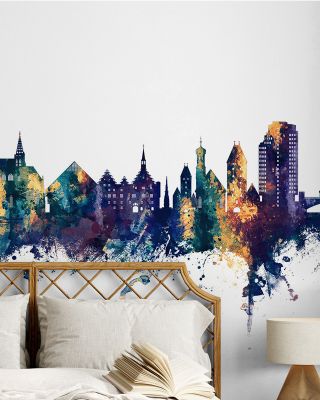 Ulm Germany Skyline Blue & Bronze Wallpaper