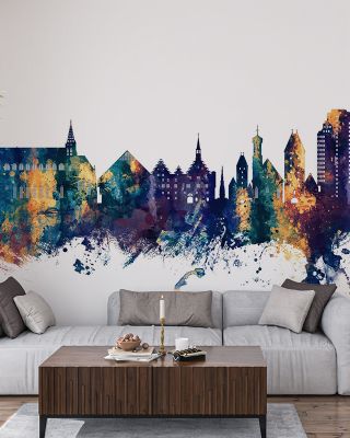 Ulm Germany Skyline Blue & Bronze Wallpaper