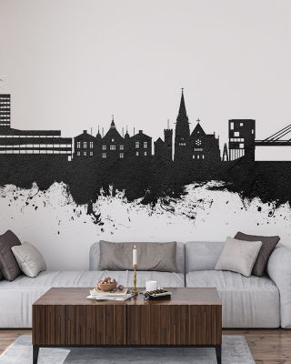 Umeå Skyline Black & White Wallpaper