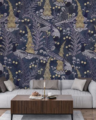 Vibrant Underwater Peacocks Wallpaper Mural