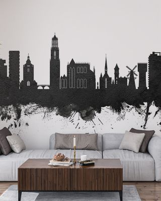 Utrecht The Netherlands Skyline Black & White Wallpaper