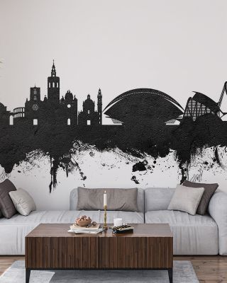 Valencia Spain Skyline Black & White Wallpaper