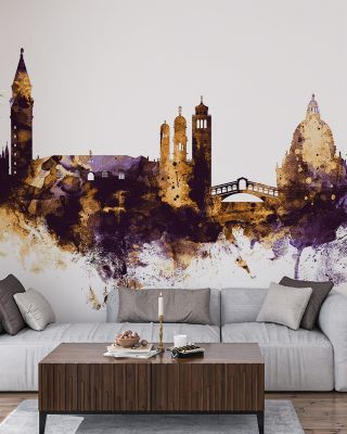 Venice Italy Skyline Purple & Gold Wallpaper