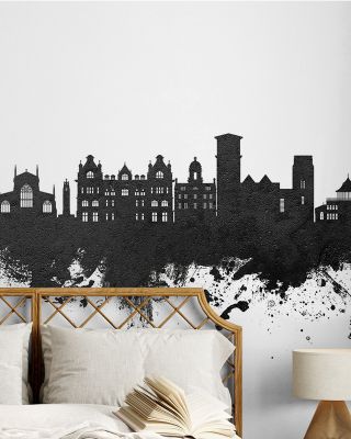 Wigan England Skyline Black & White Wallpaper