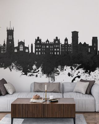Wigan England Skyline Black & White Wallpaper