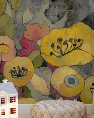 Yellow Floral Duo III Wallpaper