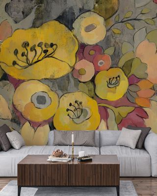 Yellow Floral Duo III Wallpaper