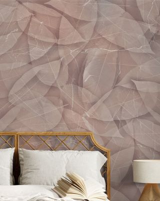 Leafy Crown in Coral Wallpaper