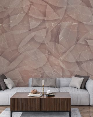 Leafy Crown in Coral Wallpaper