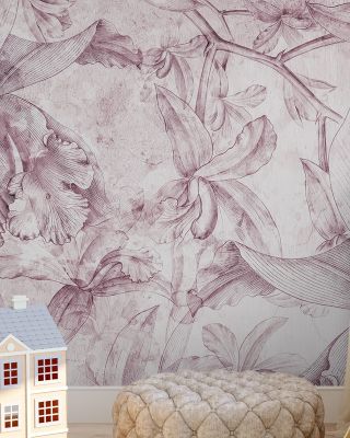Floral in Light with Purple Accent Wallpaper