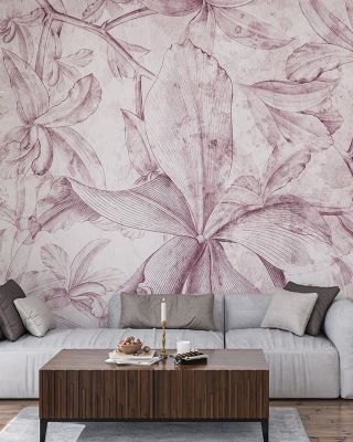 Floral in Light with Purple Accent Wallpaper