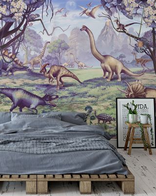 Ancient Dinos, Blue Prehistoric Wallpaper