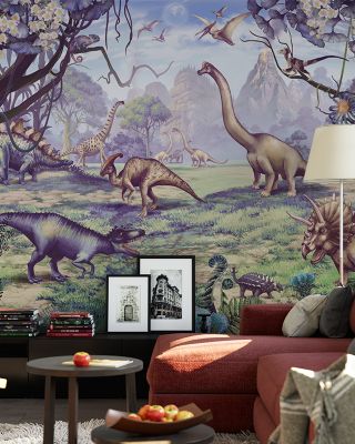 Ancient Dinos, Blue Prehistoric Wallpaper