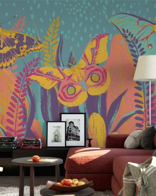 Dancing Hippie Butterflies Whimsical Wallpaper