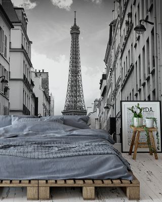 Eiffel Tower in Paris, Black & White Scenic Wallpaper
