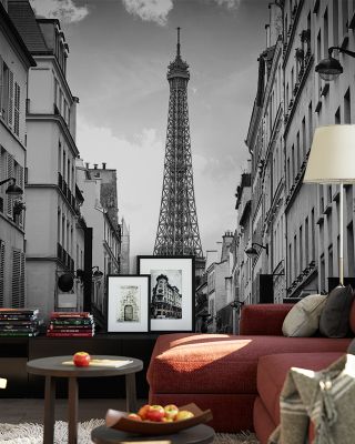 Eiffel Tower in Paris, Black & White Scenic Wallpaper