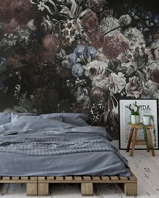 Flower Bed Floral Pattern Wallpaper