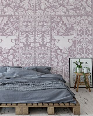 Flowers and Berries Purple Botanical Wallpaper