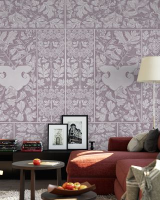 Flowers and Berries Purple Botanical Wallpaper