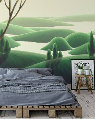 Flying over the Hills Scenic Wallpaper