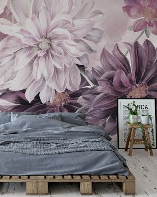 Focus on the Dahlia Red Floral Wallpaper