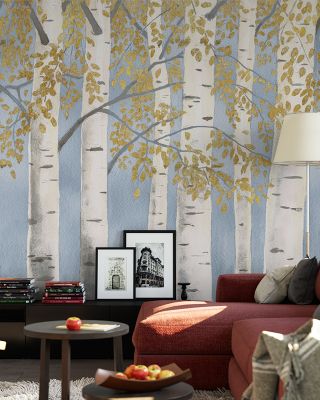 Fresh Forest Light Blue Gold Nature Wallpaper