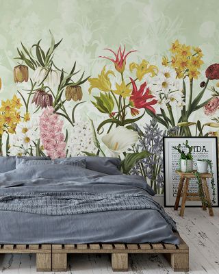 Happy Spring Flowers Vibrant Wallpaper