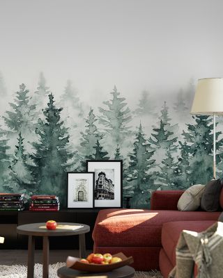 Juniper Treetops Watercolor Nature Wallpaper