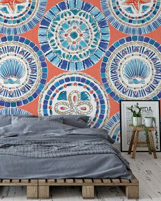 Maritime Plates Red Nautical Wallpaper