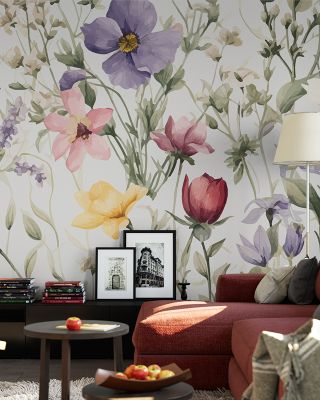 Midsummer Meadow Blooming Floral Wallpaper