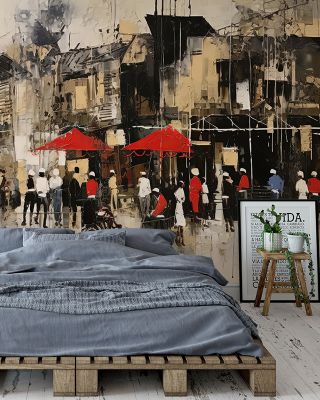 Outside the Bar Urban Nightlife Wallpaper