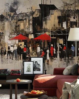 Outside the Bar Urban Nightlife Wallpaper