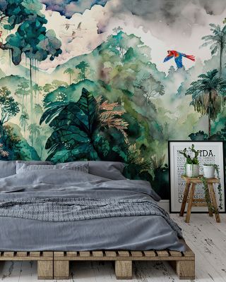 Parrot Grove Exotic Bird Wallpaper