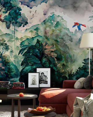 Parrot Grove Exotic Bird Wallpaper