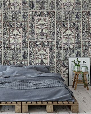 Small Thistle Walls Brown Botanical Wallpaper