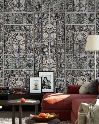 Small Thistle Walls Brown Botanical Wallpaper
