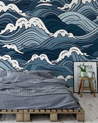 Swirly Waves Abstract Ocean Wallpaper