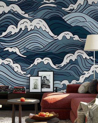 Swirly Waves Abstract Ocean Wallpaper