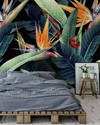 Tropical Blooms Vibrant Floral Wallpaper
