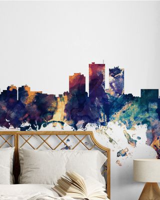 Anchorage Alaska Skyline Blue & Bronze Wallpaper