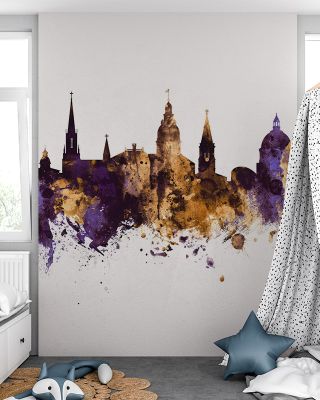 Annapolis Maryland Skyline Purple & Gold Wallpaper