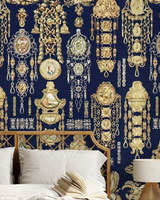 Antique Jewelleries Blue Wallpaper