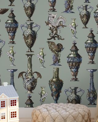 Art Deco Wall Teal Wallpaper