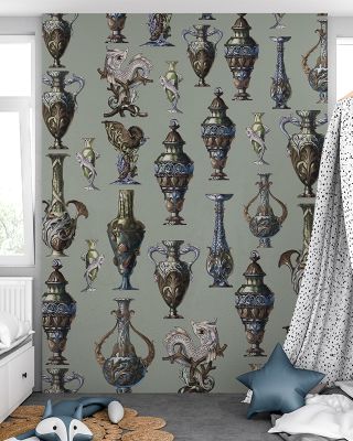 Art Deco Wall Teal Wallpaper