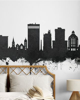 Asheville North Carolina Skyline Black & White Wallpaper