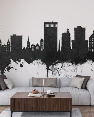 Asheville North Carolina Skyline Black & White Wallpaper